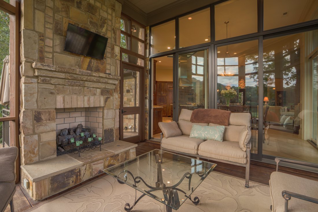 Screened porch with its own fireplace